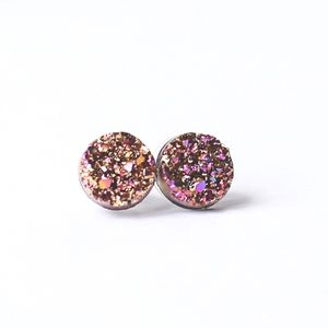 Pink Stud Earrings, Rainbow Earrings